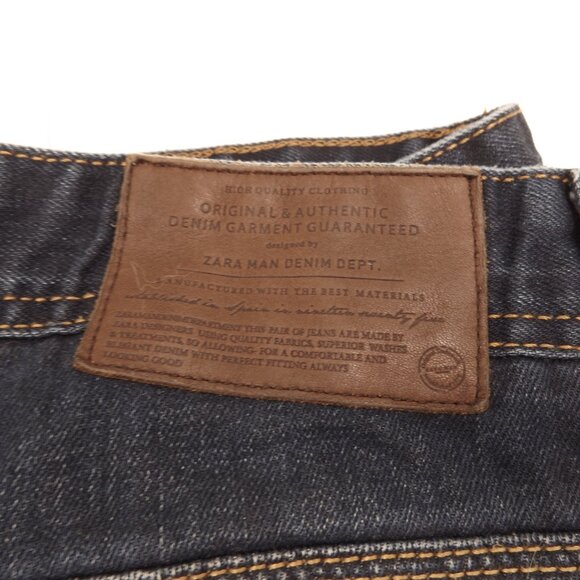 Zara Man Jeans Size 34x34 Dark Wash Relaxed Straight Leg Denim - Picture 2 of 5